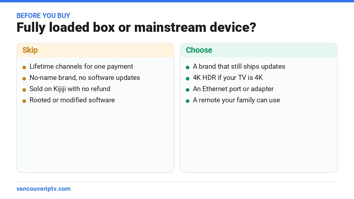 IPTV box Vancouver buying guide: fully loaded no-name boxes to skip compared with mainstream devices to choose